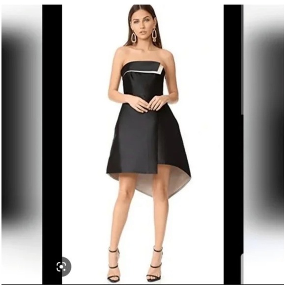 Halston Heritage Dresses & Skirts - Halston Heritage Elegant Black Strapless  Asymmetrical Dress | 4